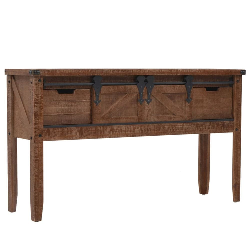 Vidaxl Konzolový stolík z jedľového dreva 131x35,5x75 cm hnedý